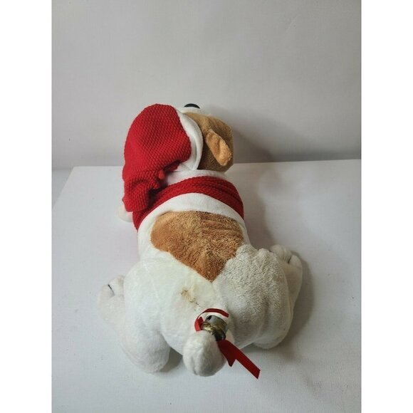 VINTAGE Atico Singing Christmas Santa Bulldog Plush Toy Musical Holiday Decor - Picture 4 of 7